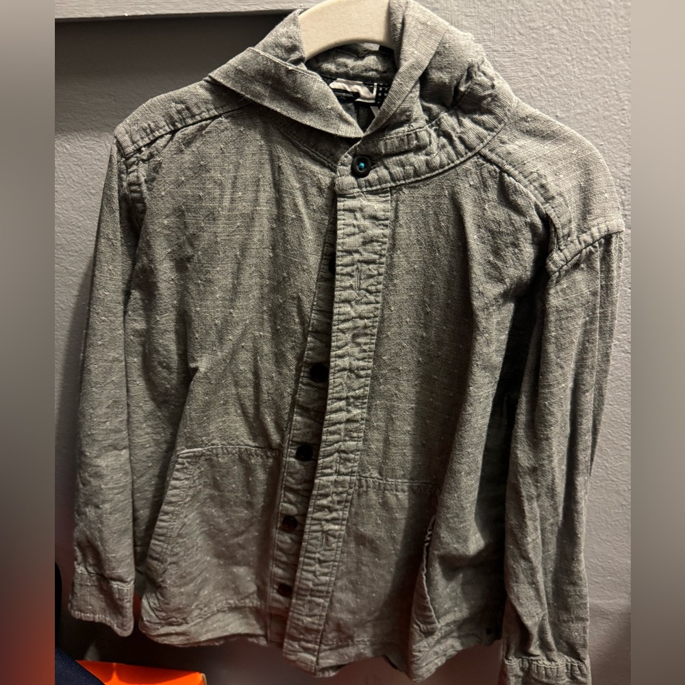 Toddler grey button down with hoodie